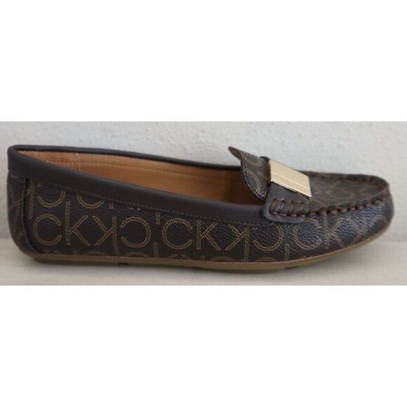 Calvin Klein Women's Sz 6M Brown Multi Lisa Monogram Loafers Shoes - Picture 8 of 11